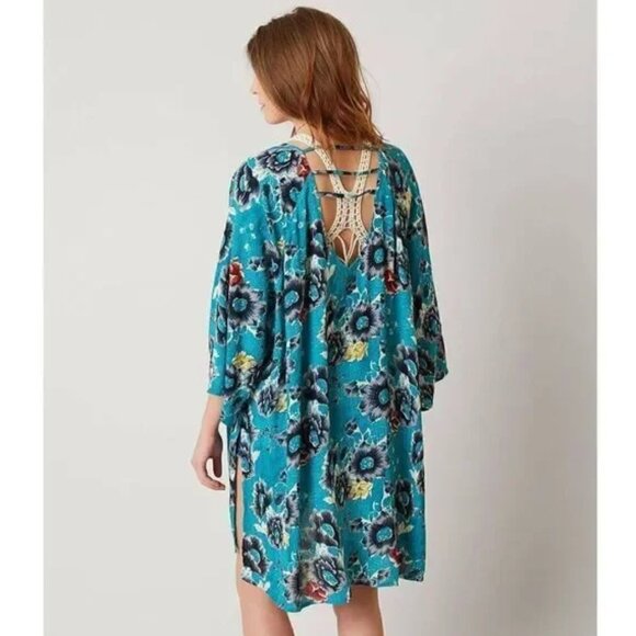 Billabong Tropical Floral Blue Kimono M/L - Picture 2 of 6
